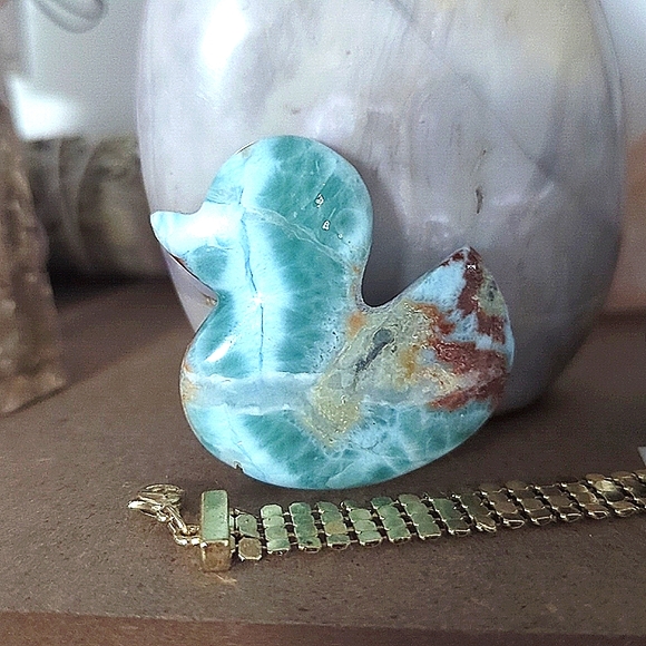 ✨🦆 Larimar Duck Carving Rare Duck Shaped Crystals Authentic Larimer ⭐ - Picture 2 of 5